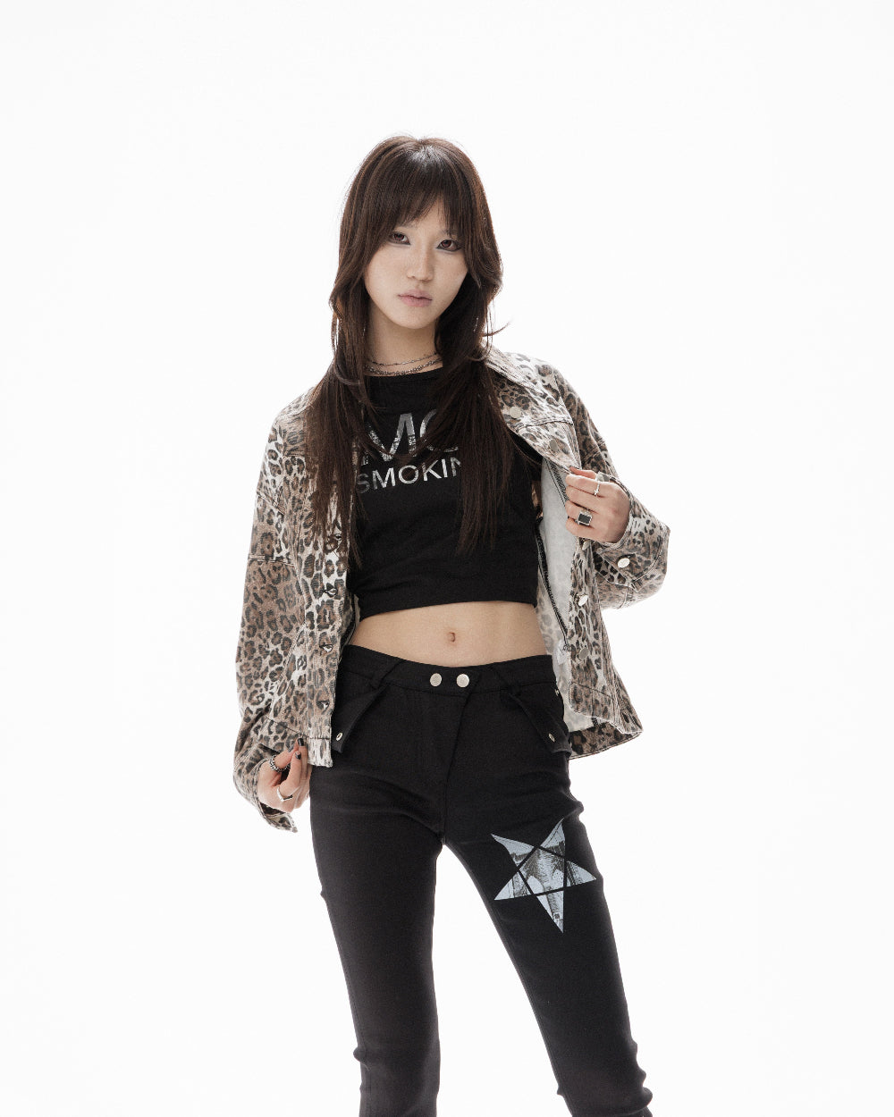 LEOPARD HOURGLASS DENIM JACKET
