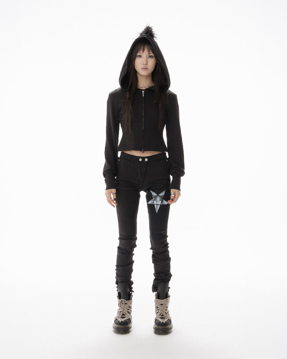 MOHAWK CROP ZIP UP HOODIE