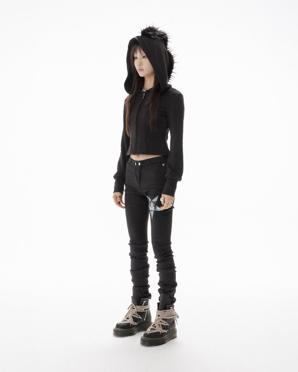 MOHAWK CROP ZIP UP HOODIE