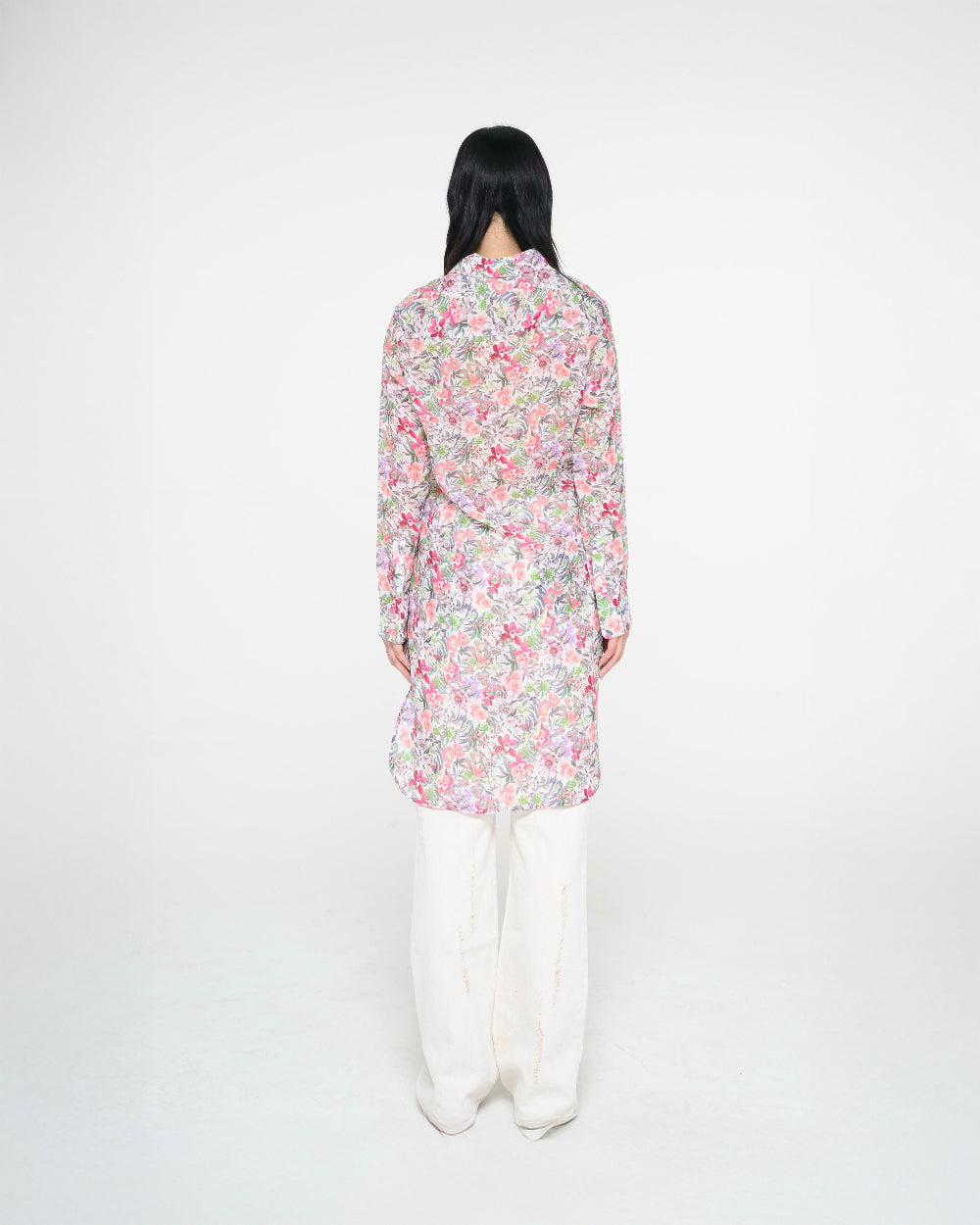 LONG FLORAL CHIFFON SHIRTS