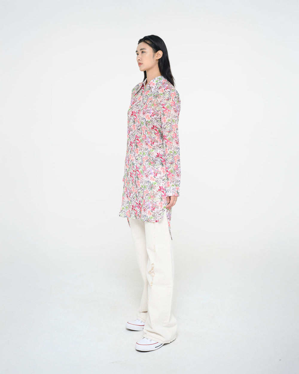 LONG FLORAL CHIFFON SHIRTS