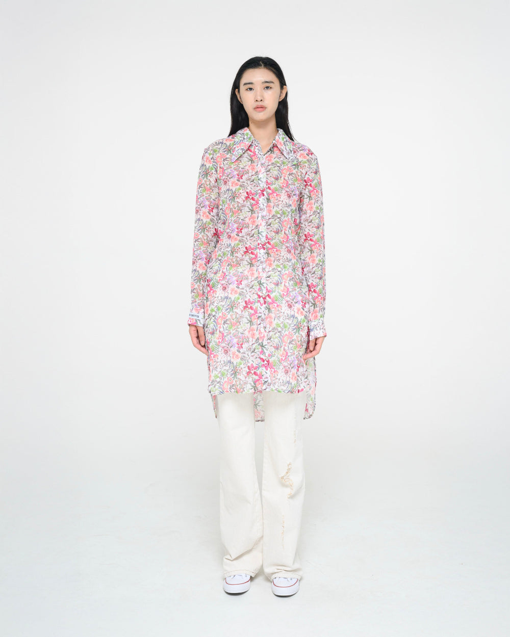 LONG FLORAL CHIFFON SHIRTS