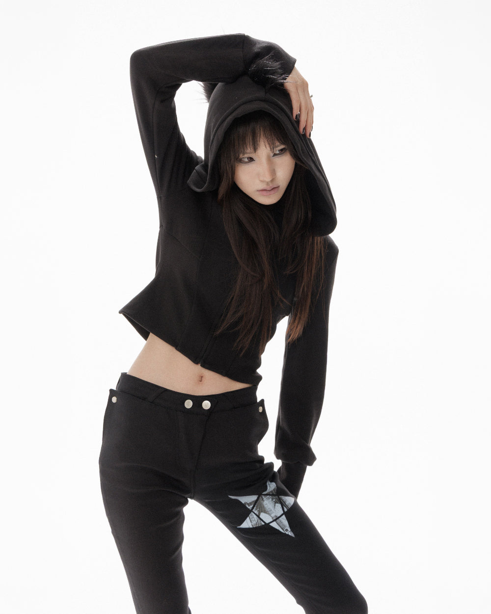 MOHAWK CROP ZIP UP HOODIE