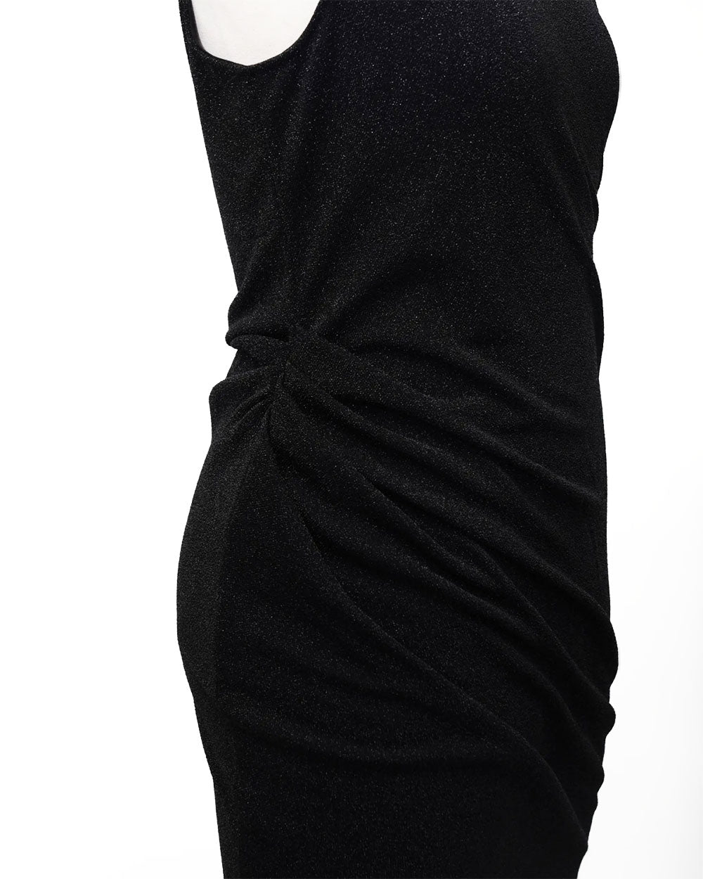 PEARL DRAPE DRESS BLACK