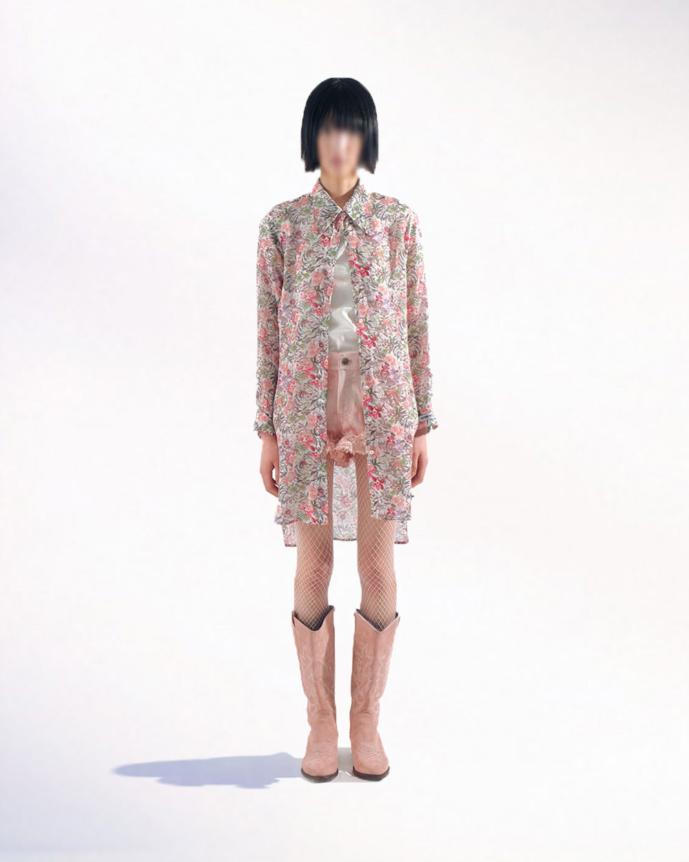 LONG FLORAL CHIFFON SHIRTS