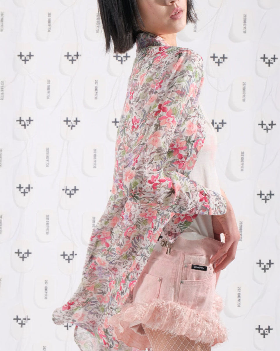 LONG FLORAL CHIFFON SHIRTS