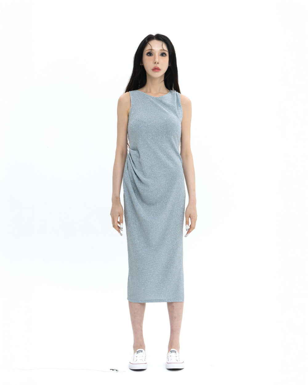 [LIMITED]  PEARL DRAPE DRESS SKY BLUE