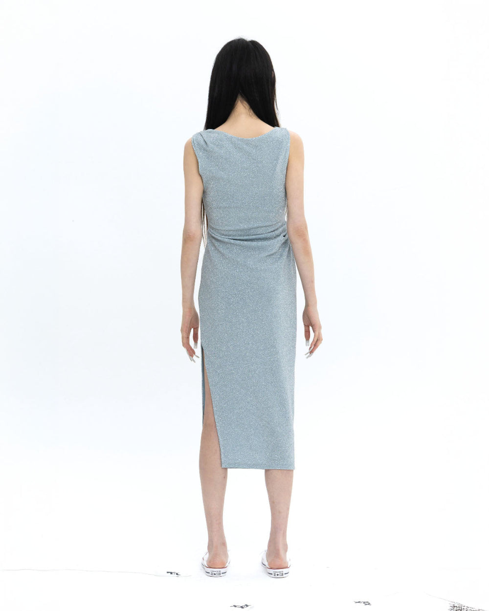 [LIMITED]  PEARL DRAPE DRESS SKY BLUE