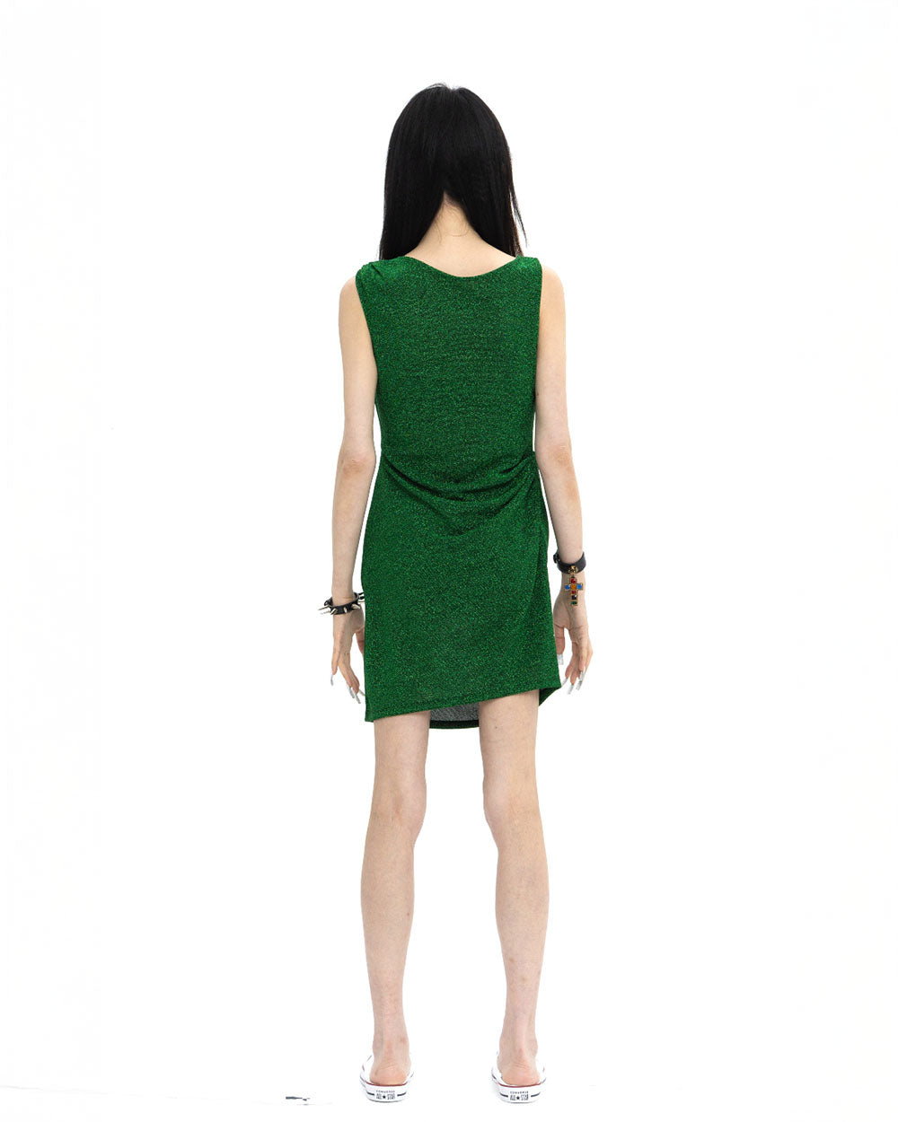[LIMITED] PEARL DRAPE DRESS GREEN MINI