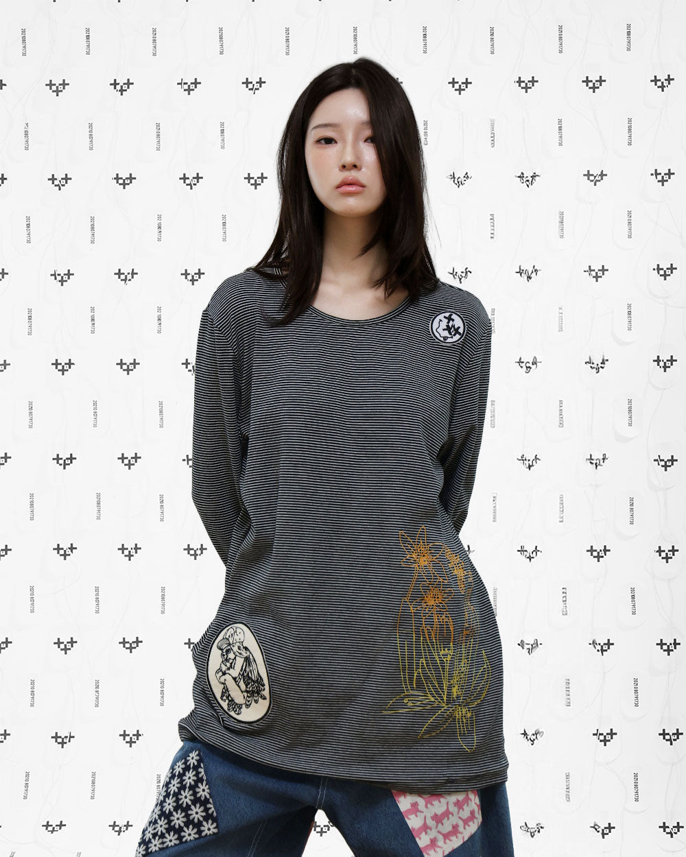 91730 EMBROIDERY LONG SLEEVE T-SHIRT