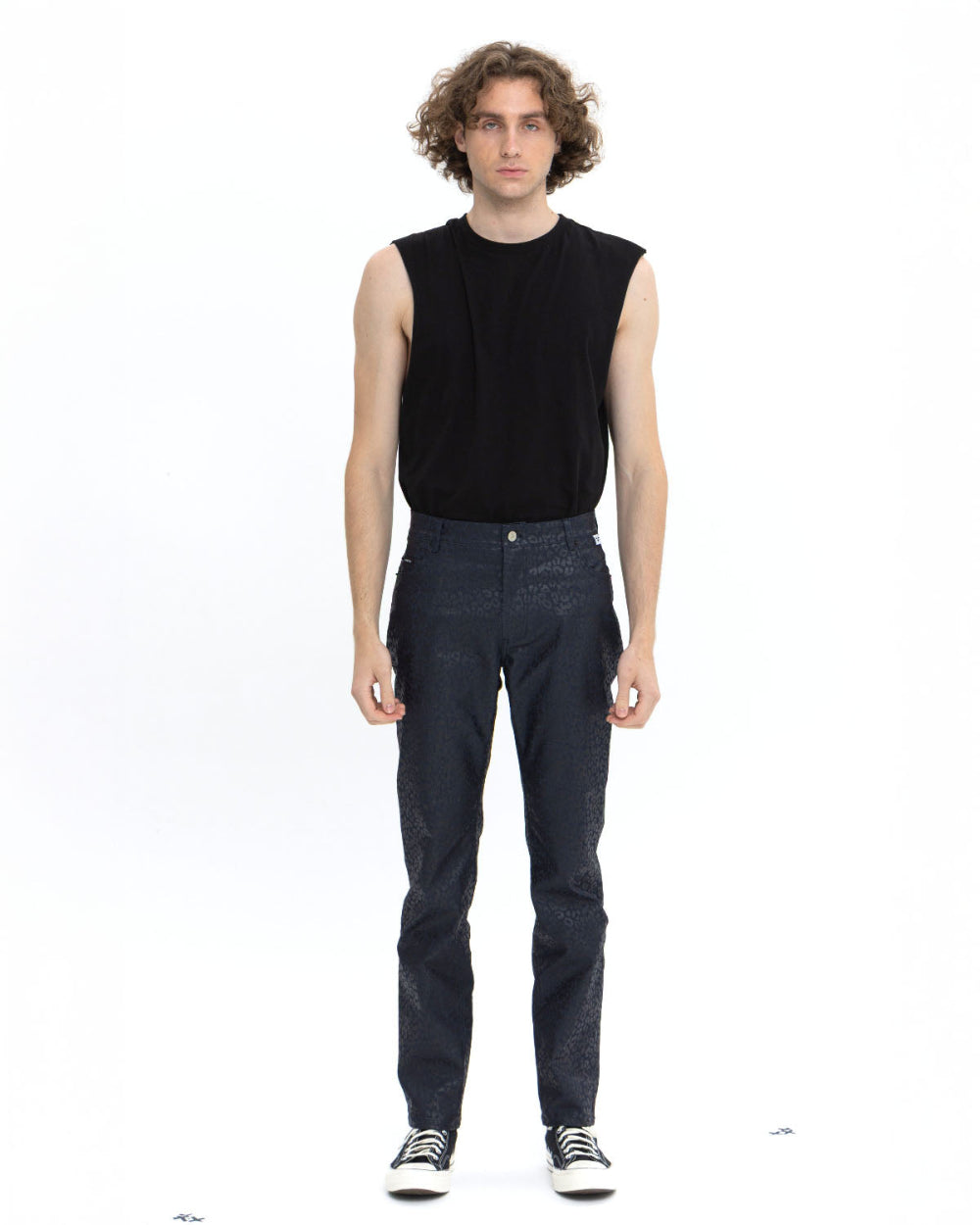 LEOPARD SLIM STRAIGHT PANTS