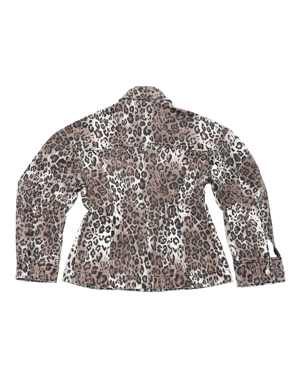 LEOPARD HOURGLASS DENIM JACKET