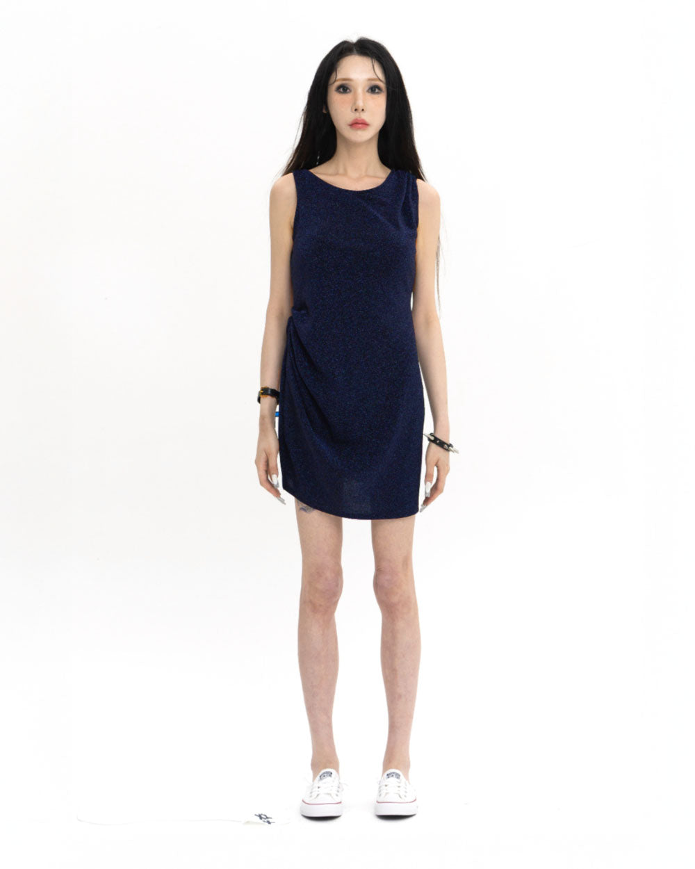PEARL DRAPE DRESS MINI NAVY